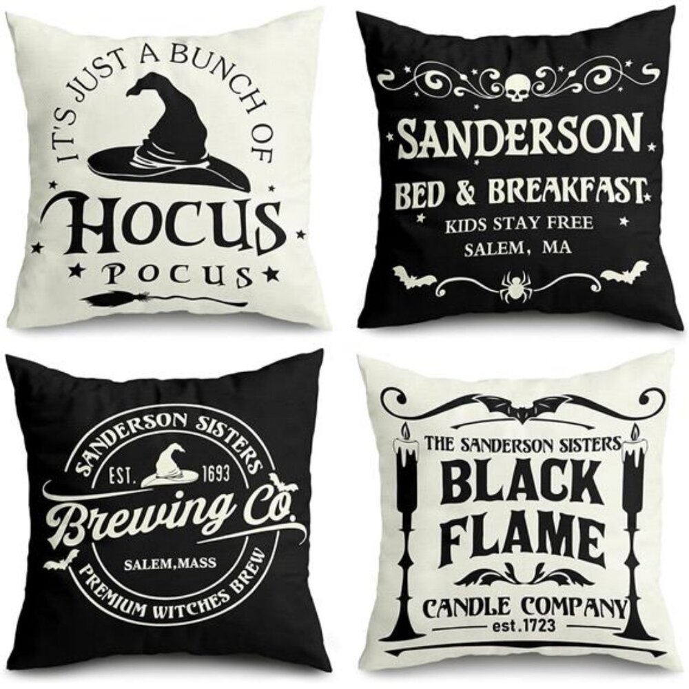 Set of 4 Halloween Pillow Covers 18x18 - Hocus‎ Pocus Home/Farmhouse Decor
